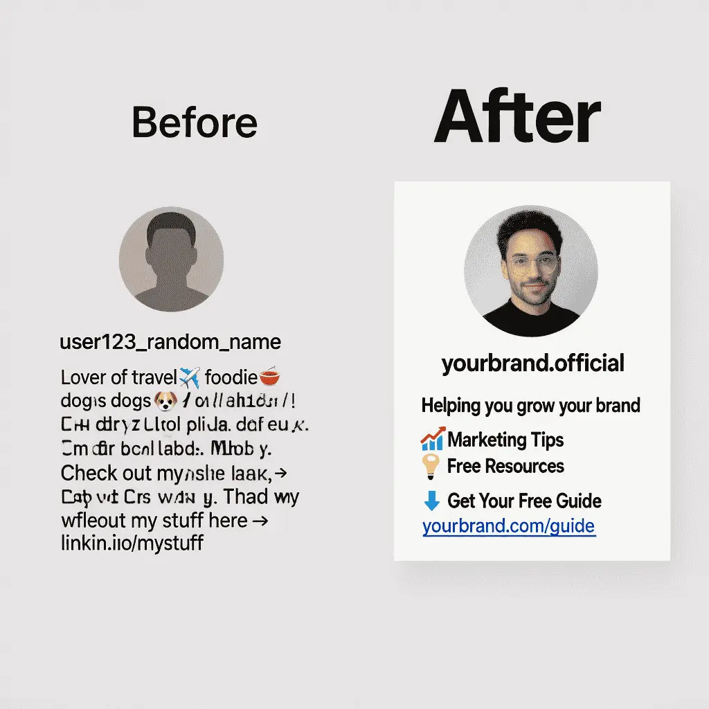 before and after Instagram bios